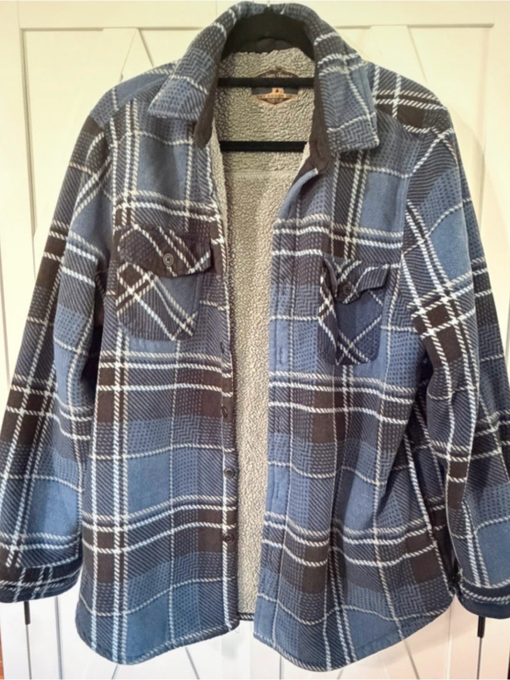 Freedom Foundry Flannel Blue Plaid Sherpa-Lined Jacket Coat